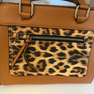Crossbody Bag Brown & Leopard w/ handles and strap